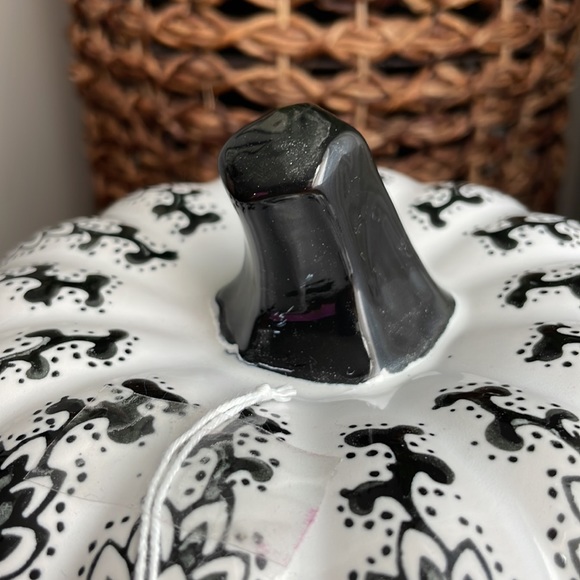 🍁HPx3🍁Black & White Boho Chic Ceramic Pumpkin Decor! NWT - Picture 16 of 16